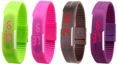 NS18 Silicone Led Magnet Band Watch Combo of 4 Green, Pink, Brown And Purple Watch - For Couple
NS18 Silicone Led Magnet Band Watch Combo of 4 Green, Pink, Brown And Purple Watch - For Couple