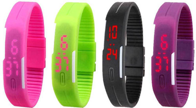 Kissu Led Magnet Band Combo of 4 Pink, Green, Black And Purple Watch - For Men & Women
Kissu Led Magnet Band Combo of 4 Pink, Green, Black And Purple Watch - For Men & Women