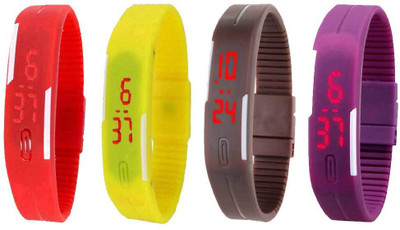 Kissu Led Magnet Band Combo of 4 Red, Yellow, Brown And Purple Watch - For Men & Women
Kissu Led Magnet Band Combo of 4 Red, Yellow, Brown And Purple Watch - For Men & Women