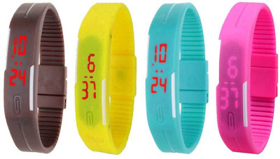 Kissu Led Magnet Band Combo of 4 Brown, Yellow, Sky Blue And Pink Watch - For Men & Women
Kissu Led Magnet Band Combo of 4 Brown, Yellow, Sky Blue And Pink Watch - For Men & Women