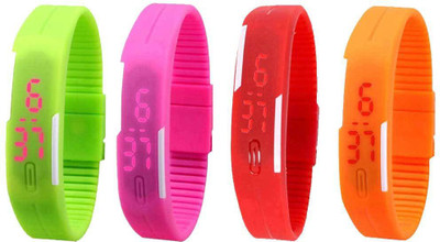 Kissu Led Magnet Band Combo of 4 Green, Pink, Red And Orange Watch - For Men & Women
Kissu Led Magnet Band Combo of 4 Green, Pink, Red And Orange Watch - For Men & Women