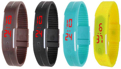 Kissu Led Magnet Band Combo of 4 Brown, Black, Sky Blue And Yellow Watch - For Men & Women
Kissu Led Magnet Band Combo of 4 Brown, Black, Sky Blue And Yellow Watch - For Men & Women