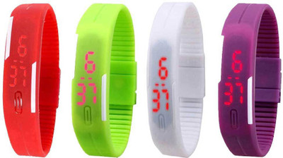 NS18 Silicone Led Magnet Band Watch Combo of 4 Red, Green, White And Purple Watch - For Couple
NS18 Silicone Led Magnet Band Watch Combo of 4 Red, Green, White And Purple Watch - For Couple