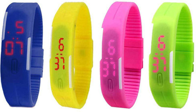 Kissu Led Magnet Band Combo of 4 Blue, Yellow, Pink And Green Watch - For Men & Women
Kissu Led Magnet Band Combo of 4 Blue, Yellow, Pink And Green Watch - For Men & Women