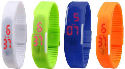 Kissu Led Magnet Band Combo of 4 White, Green, Blue And Orange Watch - For Men & Women
Kissu Led Magnet Band Combo of 4 White, Green, Blue And Orange Watch - For Men & Women