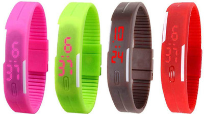 Kissu Led Magnet Band Combo of 4 Pink, Green, Brown And Red Watch - For Men & Women
Kissu Led Magnet Band Combo of 4 Pink, Green, Brown And Red Watch - For Men & Women