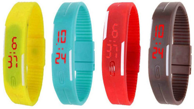 Kissu Led Magnet Band Combo of 4 Yellow, Sky Blue, Red And Brown Watch - For Men & Women
Kissu Led Magnet Band Combo of 4 Yellow, Sky Blue, Red And Brown Watch - For Men & Women