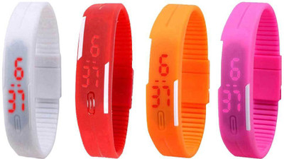 NS18 Silicone Led Magnet Band Combo of 4 White, Red, Orange And Pink Watch - For Boys & Girls
NS18 Silicone Led Magnet Band Combo of 4 White, Red, Orange And Pink Watch - For Boys & Girls
