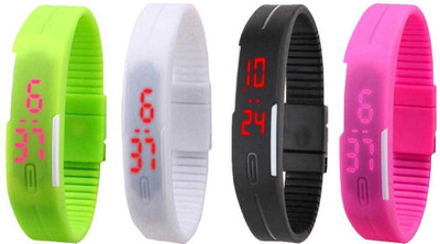 NS18 Silicone Led Magnet Band Combo of 4 Green, White, Black And Pink Watch - For Boys & Girls
NS18 Silicone Led Magnet Band Combo of 4 Green, White, Black And Pink Watch - For Boys & Girls