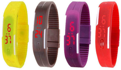 Kissu Led Magnet Band Combo of 4 Yellow, Brown, Purple And Red Watch - For Men & Women
Kissu Led Magnet Band Combo of 4 Yellow, Brown, Purple And Red Watch - For Men & Women
