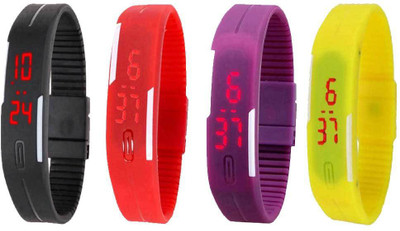 Kissu Led Magnet Band Combo of 4 Black, Red, Purple And Yellow Watch - For Men & Women
Kissu Led Magnet Band Combo of 4 Black, Red, Purple And Yellow Watch - For Men & Women