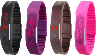 Kissu Led Magnet Band Combo of 4 Black, Purple, Brown And Pink Watch - For Men & Women
Kissu Led Magnet Band Combo of 4 Black, Purple, Brown And Pink Watch - For Men & Women