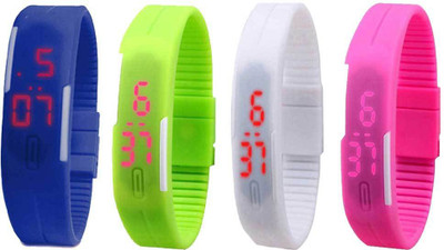 Kissu Led Magnet Band Combo of 4 Blue, Green, White And Pink Watch - For Men & Women
Kissu Led Magnet Band Combo of 4 Blue, Green, White And Pink Watch - For Men & Women
