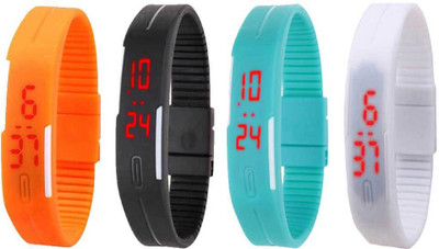 NS18 Silicone Led Magnet Band Combo of 4 Orange, Black, Sky Blue And White Watch - For Boys & Girls
NS18 Silicone Led Magnet Band Combo of 4 Orange, Black, Sky Blue And White Watch - For Boys & Girls