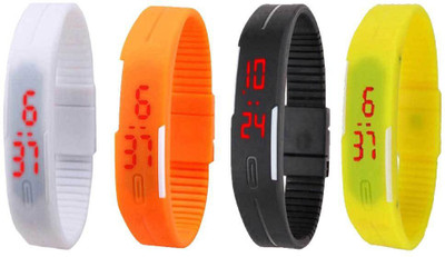 NS18 Silicone Led Magnet Band Combo of 4 White, Orange, Black And Yellow Watch - For Boys & Girls
NS18 Silicone Led Magnet Band Combo of 4 White, Orange, Black And Yellow Watch - For Boys & Girls