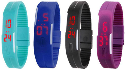 Kissu Led Magnet Band Combo of 4 Sky Blue, Blue, Black And Purple Watch - For Men & Women
Kissu Led Magnet Band Combo of 4 Sky Blue, Blue, Black And Purple Watch - For Men & Women