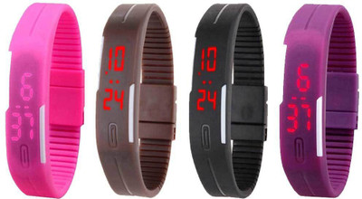 NS18 Silicone Led Magnet Band Watch Combo of 4 Pink, Brown, Black And Purple Watch - For Couple
NS18 Silicone Led Magnet Band Watch Combo of 4 Pink, Brown, Black And Purple Watch - For Couple
