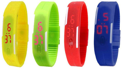 Kissu Led Magnet Band Combo of 4 Yellow, Green, Red And Blue Watch - For Men & Women
Kissu Led Magnet Band Combo of 4 Yellow, Green, Red And Blue Watch - For Men & Women