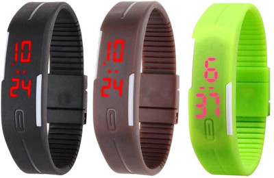 NS18 Silicone Led Magnet Band Combo of 3 Black, Brown And Green Watch - For Boys & Girls
NS18 Silicone Led Magnet Band Combo of 3 Black, Brown And Green Watch - For Boys & Girls