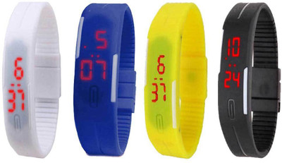 Kissu Led Magnet Band Combo of 4 White, Blue, Yellow And Black Watch - For Men & Women
Kissu Led Magnet Band Combo of 4 White, Blue, Yellow And Black Watch - For Men & Women