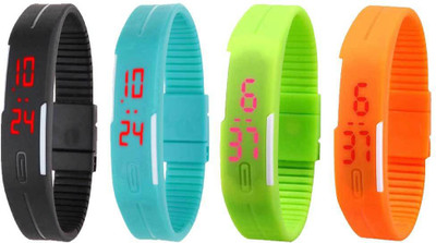 Kissu Led Magnet Band Combo of 4 Black, Sky Blue, Green And Orange Watch - For Men & Women
Kissu Led Magnet Band Combo of 4 Black, Sky Blue, Green And Orange Watch - For Men & Women