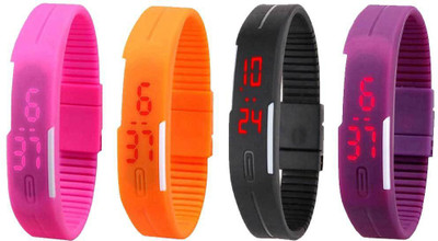 Kissu Led Magnet Band Combo of 4 Pink, Orange, Black And Purple Watch - For Men & Women
Kissu Led Magnet Band Combo of 4 Pink, Orange, Black And Purple Watch - For Men & Women