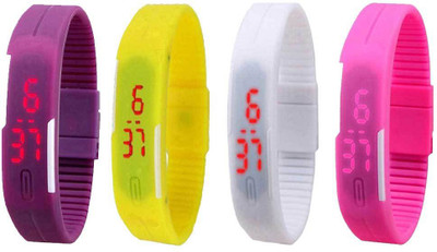 NS18 Silicone Led Magnet Band Watch Combo of 4 Purple, Yellow, White And Pink Watch - For Couple
NS18 Silicone Led Magnet Band Watch Combo of 4 Purple, Yellow, White And Pink Watch - For Couple