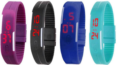 Kissu Led Magnet Band Combo of 4 Purple, Black, Blue And Sky Blue Watch - For Men & Women
Kissu Led Magnet Band Combo of 4 Purple, Black, Blue And Sky Blue Watch - For Men & Women