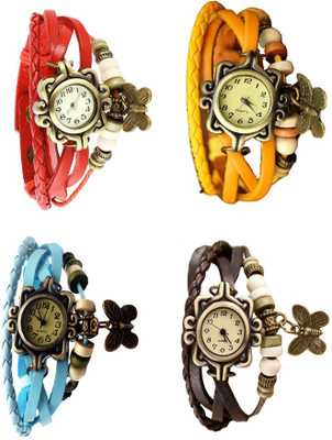NS18 Vintage Butterfly Rakhi Combo of 4 Red, Sky Blue, Yellow And Brown Watch - For Women
NS18 Vintage Butterfly Rakhi Combo of 4 Red, Sky Blue, Yellow And Brown Watch - For Women