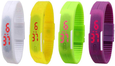 Kissu Led Magnet Band Combo of 4 White, Yellow, Green And Purple Watch - For Men & Women
Kissu Led Magnet Band Combo of 4 White, Yellow, Green And Purple Watch - For Men & Women
