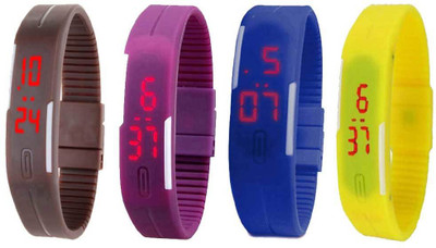 Kissu Led Magnet Band Combo of 4 Brown, Purple, Blue And Yellow Watch - For Men & Women
Kissu Led Magnet Band Combo of 4 Brown, Purple, Blue And Yellow Watch - For Men & Women