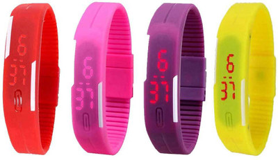 Kissu Led Magnet Band Combo of 4 Red, Pink, Purple And Yellow Watch - For Men & Women
Kissu Led Magnet Band Combo of 4 Red, Pink, Purple And Yellow Watch - For Men & Women