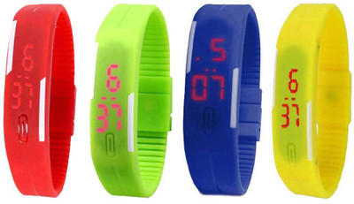 Kissu Led Magnet Band Combo of 4 Red, Green, Blue And Yellow Watch - For Men & Women
Kissu Led Magnet Band Combo of 4 Red, Green, Blue And Yellow Watch - For Men & Women
