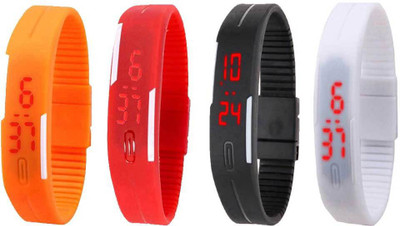 NS18 Silicone Led Magnet Band Combo of 4 Orange, Red, Black And White Watch - For Boys & Girls
NS18 Silicone Led Magnet Band Combo of 4 Orange, Red, Black And White Watch - For Boys & Girls