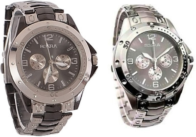 Rosra Silver-Black Watch - For Men