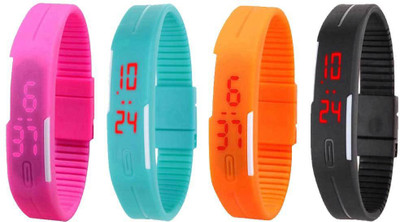 Kissu Led Magnet Band Combo of 4 Pink, Sky Blue, Orange And Black Watch - For Men & Women
Kissu Led Magnet Band Combo of 4 Pink, Sky Blue, Orange And Black Watch - For Men & Women