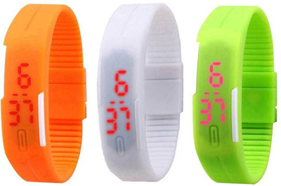 NS18 Silicone Led Magnet Band Combo of 3 Orange, White And Green Watch - For Boys & Girls
NS18 Silicone Led Magnet Band Combo of 3 Orange, White And Green Watch - For Boys & Girls