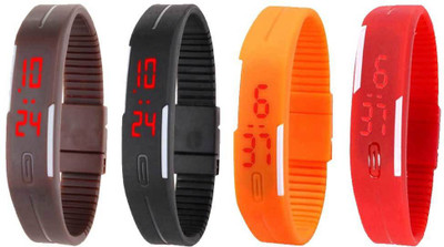 Kissu Led Magnet Band Combo of 4 Brown, Black, Orange And Red Watch - For Men & Women
Kissu Led Magnet Band Combo of 4 Brown, Black, Orange And Red Watch - For Men & Women