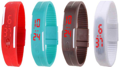 NS18 Silicone Led Magnet Band Combo of 4 Red, Sky Blue, Brown And White Watch - For Boys & Girls
NS18 Silicone Led Magnet Band Combo of 4 Red, Sky Blue, Brown And White Watch - For Boys & Girls