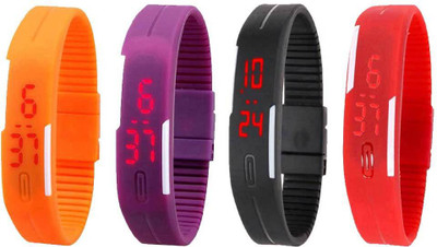 NS18 Silicone Led Magnet Band Watch Combo of 4 Orange, Purple, Black And Red Watch - For Couple
NS18 Silicone Led Magnet Band Watch Combo of 4 Orange, Purple, Black And Red Watch - For Couple