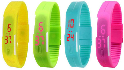 Kissu Led Magnet Band Combo of 4 Yellow, Green, Sky Blue And Pink Watch - For Men & Women
Kissu Led Magnet Band Combo of 4 Yellow, Green, Sky Blue And Pink Watch - For Men & Women