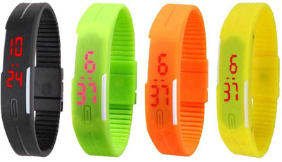 Kissu Led Magnet Band Combo of 4 Black, Green, Orange And Yellow Watch - For Men & Women
Kissu Led Magnet Band Combo of 4 Black, Green, Orange And Yellow Watch - For Men & Women
