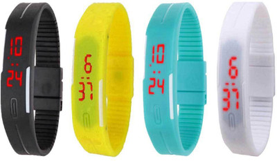 Kissu Led Magnet Band Combo of 4 Black, Yellow, Sky Blue And White Watch - For Men & Women
Kissu Led Magnet Band Combo of 4 Black, Yellow, Sky Blue And White Watch - For Men & Women