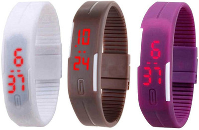 NS18 Silicone Led Magnet Band Combo of 3 White, Brown And Purple Watch - For Boys & Girls
NS18 Silicone Led Magnet Band Combo of 3 White, Brown And Purple Watch - For Boys & Girls