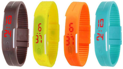 NS18 Silicone Led Magnet Band Watch Combo of 4 Brown, Yellow, Orange And Sky Blue Watch - For Couple
NS18 Silicone Led Magnet Band Watch Combo of 4 Brown, Yellow, Orange And Sky Blue Watch - For Couple