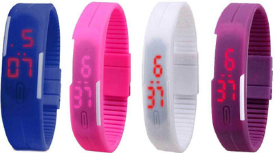 Kissu Led Magnet Band Combo of 4 Blue, Pink, White And Purple Watch - For Men & Women
Kissu Led Magnet Band Combo of 4 Blue, Pink, White And Purple Watch - For Men & Women