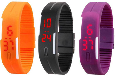 NS18 Silicone Led Magnet Band Combo of 3 Orange, Black And Purple Watch - For Boys & Girls
NS18 Silicone Led Magnet Band Combo of 3 Orange, Black And Purple Watch - For Boys & Girls