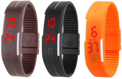 NS18 Silicone Led Magnet Band Combo of 3 Brown, Black And Orange Watch - For Boys & Girls
NS18 Silicone Led Magnet Band Combo of 3 Brown, Black And Orange Watch - For Boys & Girls
