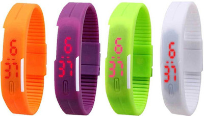 NS18 Silicone Led Magnet Band Combo of 4 Orange, Purple, Green And White Watch - For Boys & Girls
NS18 Silicone Led Magnet Band Combo of 4 Orange, Purple, Green And White Watch - For Boys & Girls