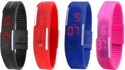 Kissu Led Magnet Band Combo of 4 Black, Red, Blue And Pink Watch - For Men & Women
Kissu Led Magnet Band Combo of 4 Black, Red, Blue And Pink Watch - For Men & Women